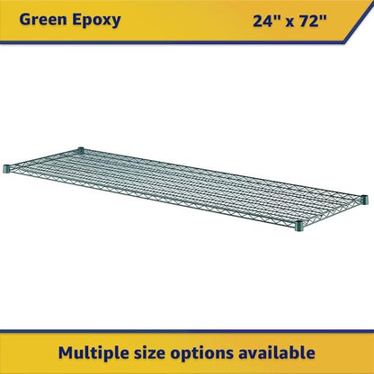 (2-Pack) 24" x 72", Green Epoxy Additional Heavy Duty Wire Shelving, Wire Shelf for Shelving Units, NSF Replacement Shelves for Rack