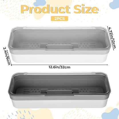 2 PCS Flatware Tray with Lid and Drainer Large capacity Kitchen Drawer Organizer Silverware Tray Dinnerware Holder Utensil Holder Utensil Storage Container for Countertop Cutlery