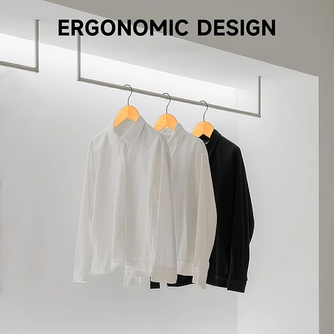 Premium Wooden Top Hangers, Heavy Duty Solid Wood Suit Hangers with 360° Swivel Hook & Anti-Slip Notches, Durable Clothes Hangers for Jackets, Coats, Shirts & Dresses(Natural Wood/36-Pack)