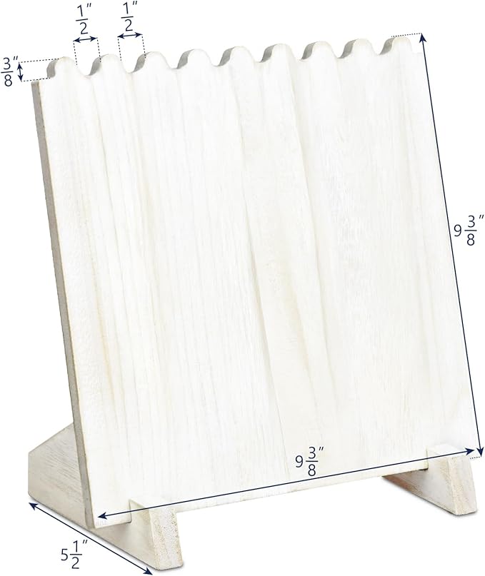 Ikee Design Set of 2 Wood Necklace Jewelry Display Stand for 8 Necklaces, Necklace Display Holder Organizer, Wash White Color