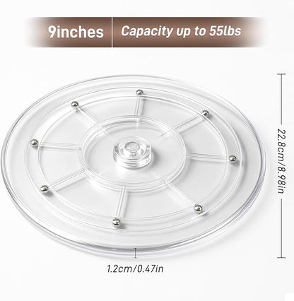 HSTECH 9” Lazy Susan Turntable Acrylic Ball Bearing Rotating Tray for Spice Rack Table Cake Kitchen Pantry Decorating TV Laptop Computer Monitor, 50-lb Load Capacity (360˚ Rotation)