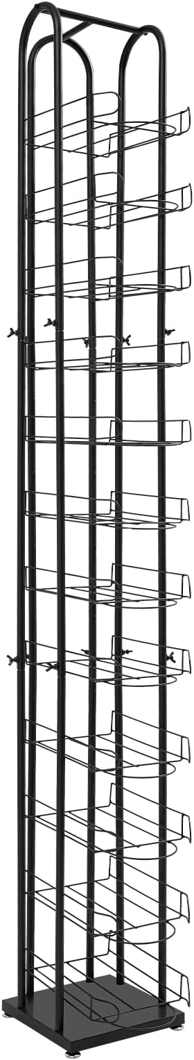12-Tier Black Floor Standing Hat Rack, 78" Retail Hat Display Rack, Metal Cap Organizer Stand, Hats Display Stand for Baseball Caps Wigs Scarves Gloves for Home Clothing Store