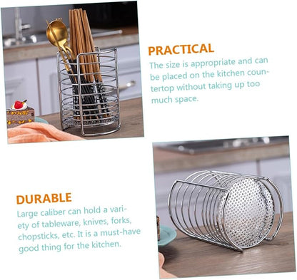 SHOWERORO Stainless Steel Chopstick Storage Holder and Drainage Basket for Home Silver Utensil Organizer for Kitchen Counter Ideal for Drying Chopsticks and Flatware
