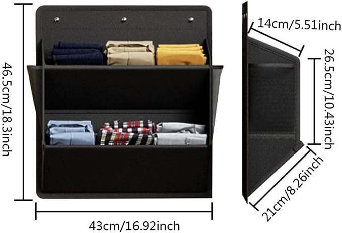 HERCHR Oxford Cloth Wall Hanging Shoe Organizer with 3Pcs Adhesive Hooks, 2 Tier Hanging Shoes Rack Closet Rack Hanger Storage Holder for Door RV Cabinet (Black)
