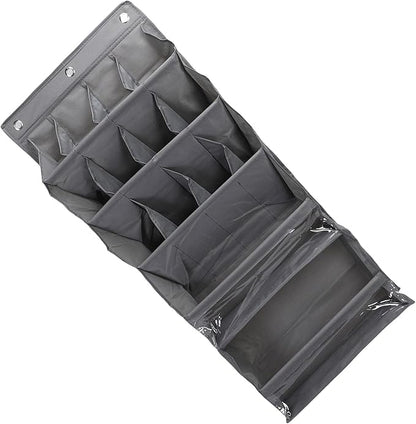 Over The Door Shoe Bag Breathable Space Saving Hanging Storage Holder with Pockets Multi Purpose Organizer for Closet Bathroom Dorm 600D Oxford Fabric 16.5x5.9x39.8in (Grey)
