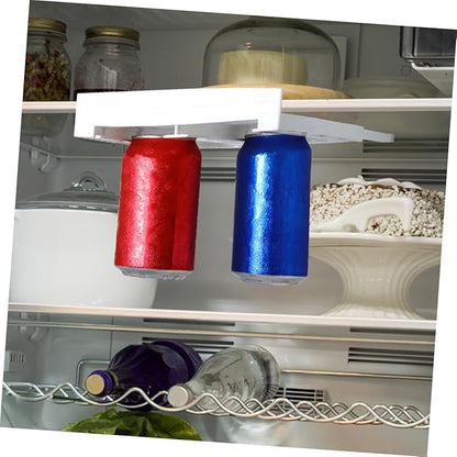 DOITOOL 2pcs Double Row Hanger Can Dispenser for Refrigerator Space-saving Drink Organizer for Diameter Cans Beverage Holder for Kitchen Cabinets and Shelves