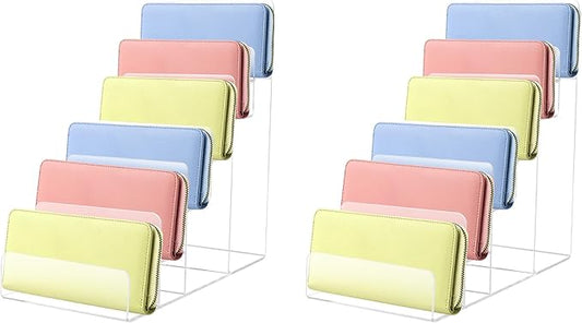 2PCS Acrylic Purse Display Stand,6-Tier Wallet Display Stand Purse Handbag Organizer Shelf,Clear Perfume Stand Jewelry Riser Rack,Acrylic Shelf for Cosmetic Perfume Jewelry Sunglasses Handbag