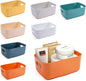 OWill 7 Pcs 2.1 L Plastic Storage Bins and Baskets for Efficient Home Classroom Organization Small Containers in Multicolour for Kitchen, Cupboard box, and Bathroom Organizer on Shelves and Tubs