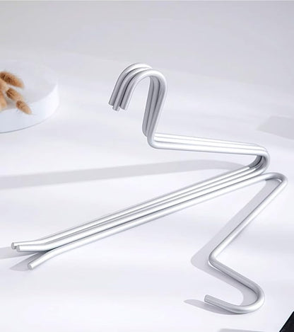 Premium Matte Silvery Aluminum Pants Hanger 10 Pack, 13.7” Extra Smooth & Durable Metal Shirt Dress Hanger,Aluminum Alloy Hanger,Clothing Support,Clothing Hang