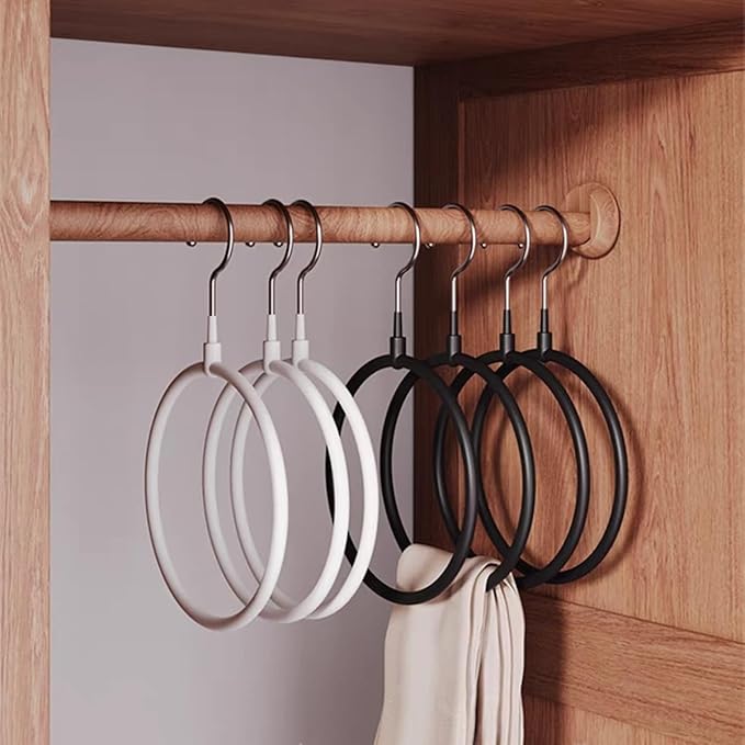 Belt/Scarf Hangers for Closet - 8 PCS Nonslip Space Saving Steel Tie Rings Holder Organizer for Neckties, Shawls Scarves, Veils, Pashminas Display(8 Pack, Black)