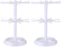 2 Pack Keychain Display Stand Rotating Jewelry 2 Tier Necklace Holder Plastic Spinning Bracelet Hanging Organizer Rotating Rack Earring Bracelet Stands for Vendors Malls Counter Dressing Table