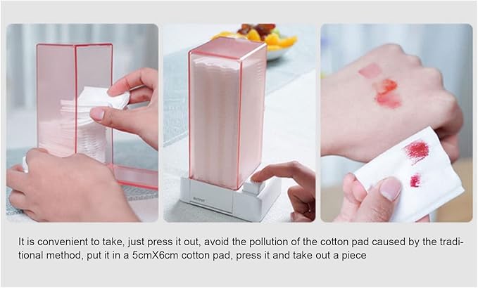 Automatic Cotton Dispenser Clear, Minimalist Modern Design Caddy for Home Bathroom Easy Refill Space Saving Storage