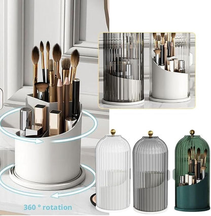 Concealed Toothbrush Holder,Toothbrush Holders with Sliding Lid, Rotating 3 Slots Bathroom Organizer Countertop,Waterproof Dustproof Beauty Brushes Storage,Cosmetics Display Case for Vanity Bathroom