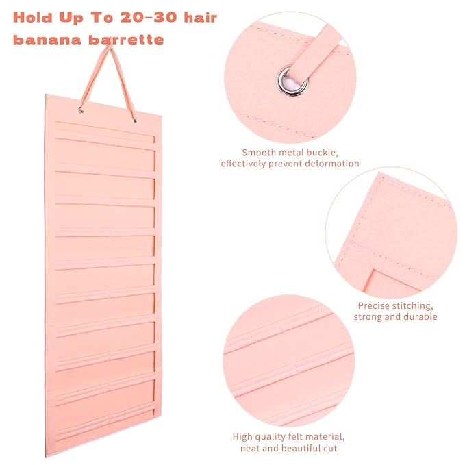 Bow Hanger for Girls Hair Bows - Large Wall, Door, Closet Organizer - Pink