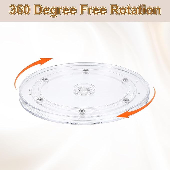 uxcell 3Pack Acrylic Lazy Susan Turntable, 7" Spinner Lazy Susan Turntable Organizer, Acrylic Ball Bearing Rotating Tray for Pantry Spice Rack Decorating, Clear