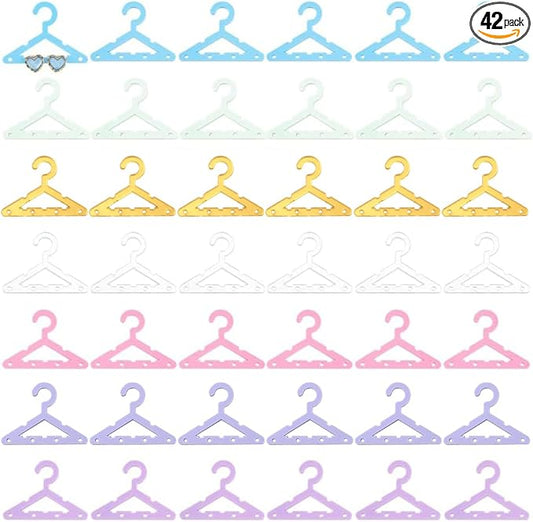 PH PandaHall 42pcs Clothes Hanger Earring Holder Necklace Mini Hanger Rack Jewelry Display Dangle Earring Hanging Organizer Acrylic Ear Studs Display Rack for Retail Show Personal Exhibition