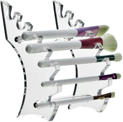 AMT Acrylic Pen Holder, CLEAR Makeup Display, Thick and Sturdy, Organizer Holder for Makeup Brush Fountain Pen, E-Cigarette, Vapor Display Case. (7- slots)