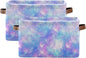 Foldable Storage Baskets Set of 2, Magic Galaxy Star Print Storage Bins with Handles, Decorative Cloth Organizer Storage Boxes for Home|Office 15 x 11 x 9.5 in