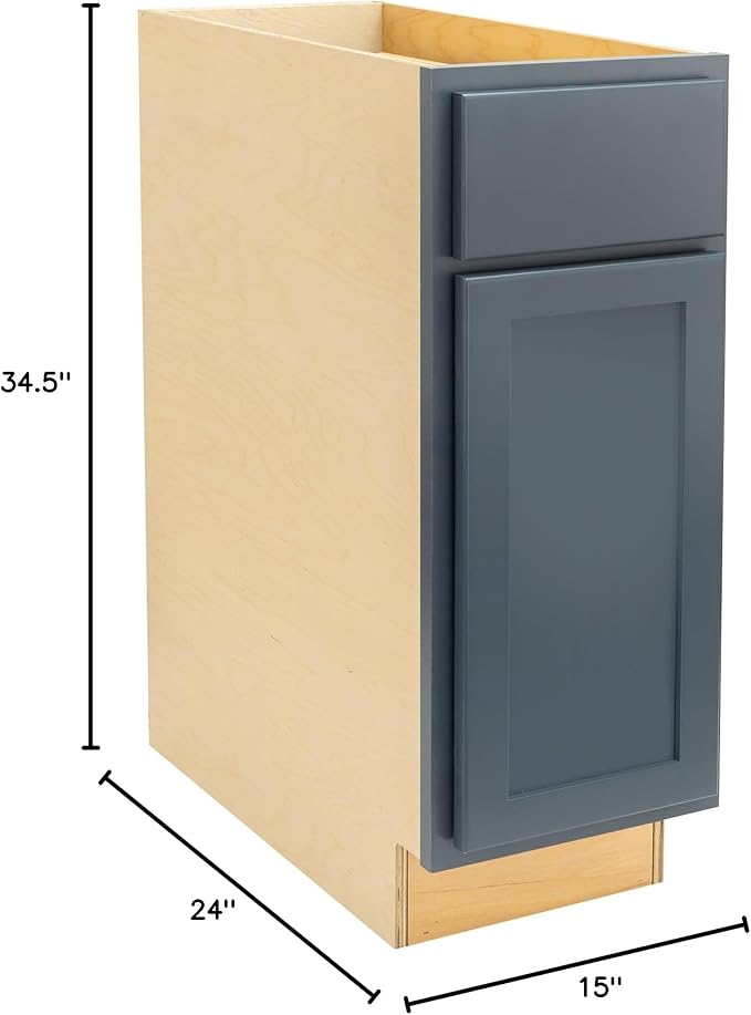 Quicklock RTA (Ready-to-Assemble) | Base Kitchen Cabinets - Shaker Style | Made in America (Needlepoint Navy, 15" Wx34.5 Hx24 D Base)