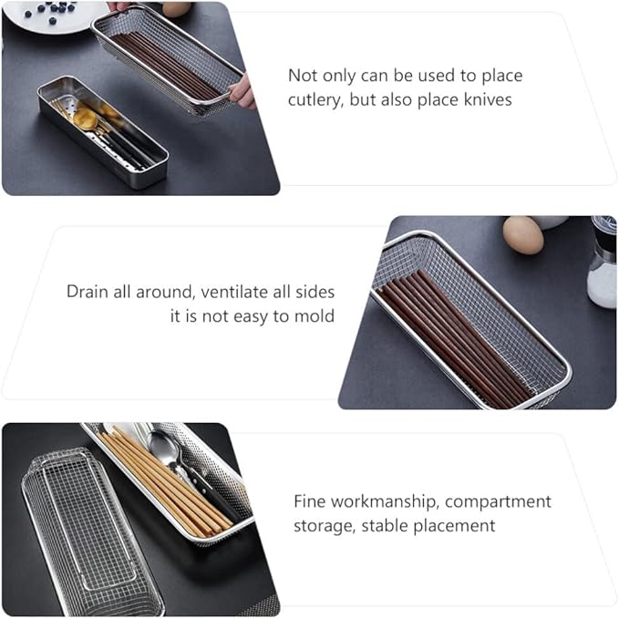 Luxshiny Multipurpose Cutlery Holder Utensil Drying Rack Divided Compartments Silverware Organizer Knives Rack Kitchen Countertop