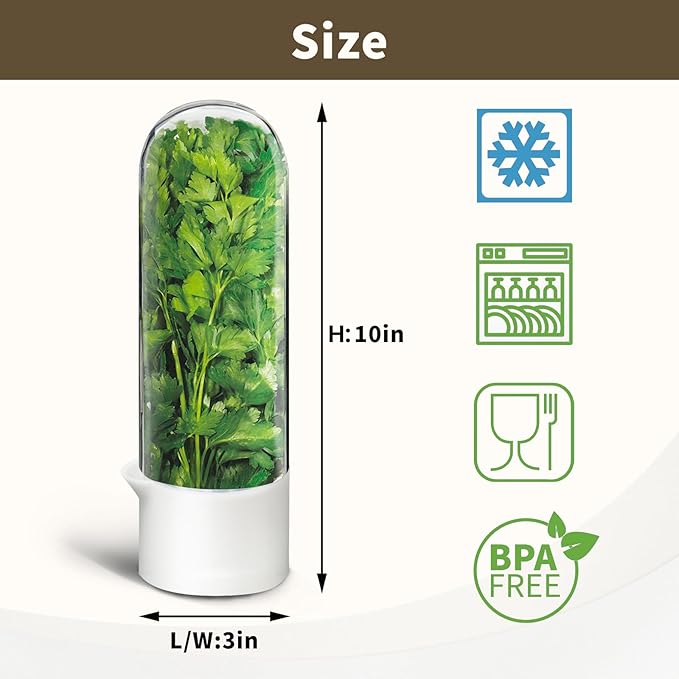 Herb Keeper for Refrigerator, Herb Saver for Refrigerator, Vegetable Preservation Bottle for Cilantro, Mint, Parsley, Asparagus, Keeps Greens Fresh for 2-3 Weeks (4PCS)