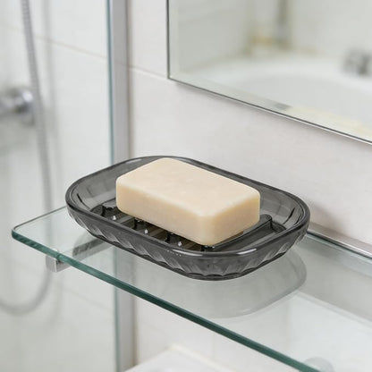 2 Pack Soap Dish Holder for Bar Soap, Bathroom Soap Dishes Bar Soap Holder Tray, Soap Dishes for Shower Bathroom, Kitchen Sink Soap Dish, Black