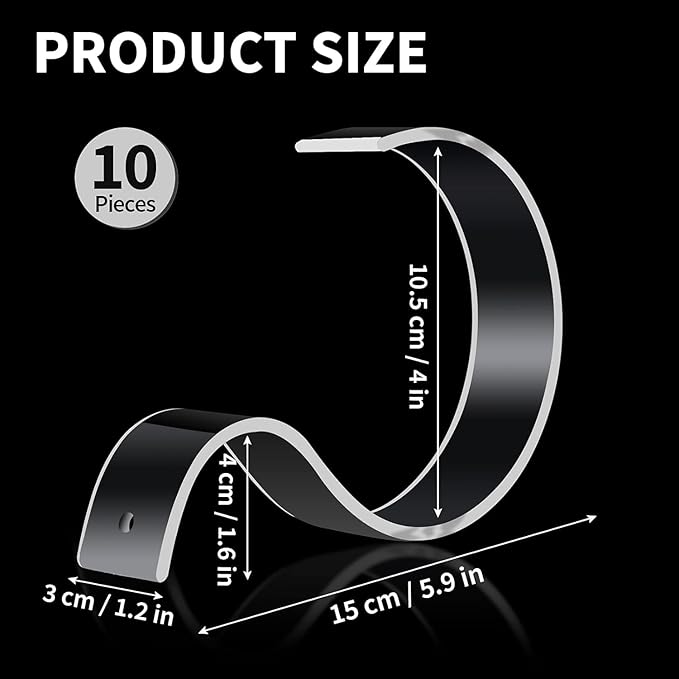 OILCUP 10 PCS Acrylic Belt Display Stand for Men and Women Belt, Rack Holder Closet Organizer Space Saver Case for Store Display or Home Use