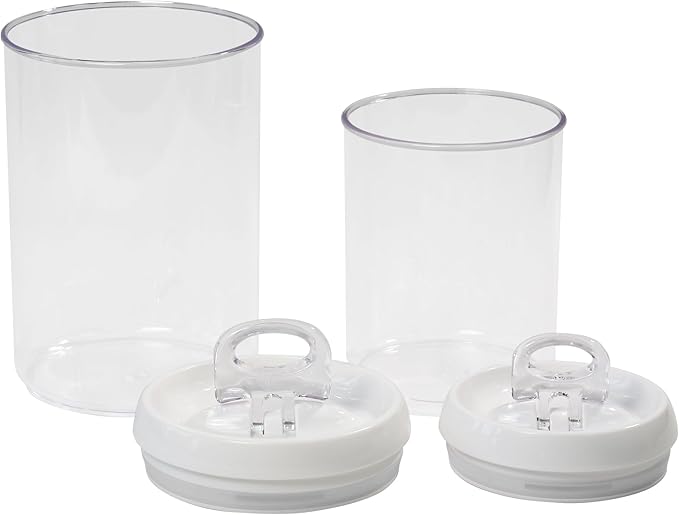 Felli Flip Tite Storage Container with Lid 6" ROUND Airtight Ring Lock Top, Plastic Canister Jar for Flour Sugar Rice Protein Powder Coffee Cracker Kitchen Pantry Organizer (6" Round Nest-M 2pk)