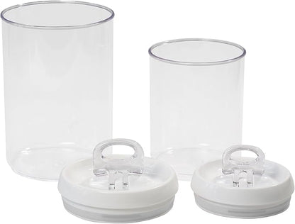 Felli Flip Tite Storage Container with Lid 6" ROUND Airtight Ring Lock Top, Plastic Canister Jar for Flour Sugar Rice Protein Powder Coffee Cracker Kitchen Pantry Organizer (6" Round Nest-M 2pk)