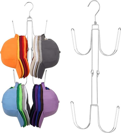ZEDODIER Hat Hangers for Closet, Rotatable Metal Hat Organizer, Max 40 Storage Capacity, Hat Racks Cap Organizer for Baseball Caps,Spcae Saving Closet Organizers and Storage, Silver