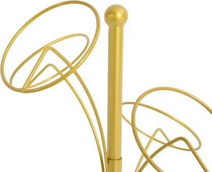 DYRABREST 5 Round Hooks Hat Stand, 28" H Metal Hats and Wigs Display Rack with Adjustable Hooks, Baseball Cap Organizer Headwear Rack for Home Closet Retail Store (Gold, 5 Hooks)