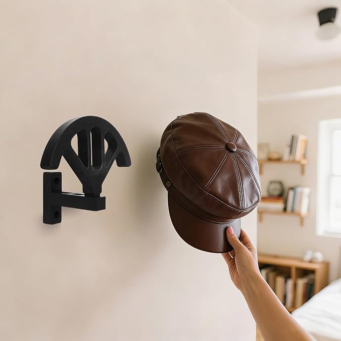 Wall mounted wooden cowboy hat rack, adjustable western cowboy hat rack, used for wide brimmed hats, hat storage, black, for closet entrances, bedrooms, offices
