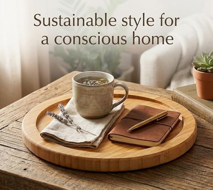 YBM Home Bamboo Wooden Non-Skid Lazy Susan Turntable Fully Rotating Pantry Cabinet