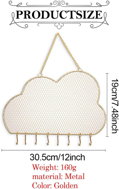 Rolin Roly Earring Display Shelf, Jewelry Organizer with 8 Hooks, Cloud Shaped Hanging Earring Holder, for Necklace Key Chain, Wall Decoration
