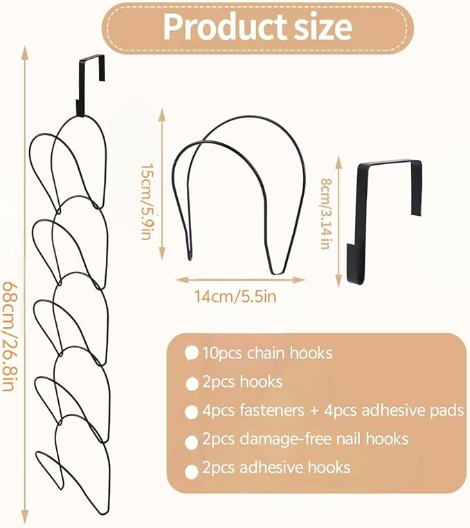 10 Piece Set Wig Organizer Wig Storage Rack, Saves Space, Used for Storing Wigs Behind Doors, Wardrobes, Walls, Bathroom Hat Racks, and Hanger Style Wigs (Black)