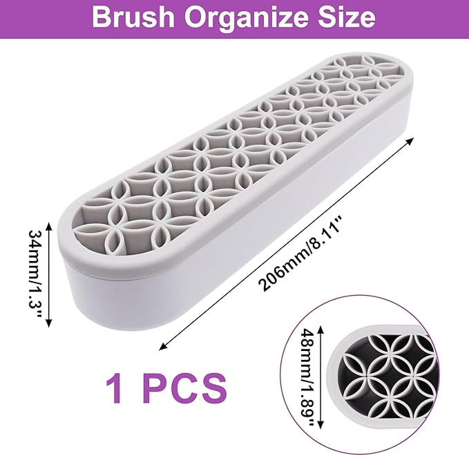 1Pcs Silicone Makeup Brush Holder Stand Light Grey Make Up Brush Organizers Makeup Brushes Holder Organizer for Painting Pen Brushes Nail Clippers Drill Pens Ruler Sewing Craft Tools