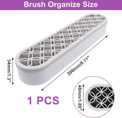 1Pcs Silicone Makeup Brush Holder Stand Light Grey Make Up Brush Organizers Makeup Brushes Holder Organizer for Painting Pen Brushes Nail Clippers Drill Pens Ruler Sewing Craft Tools