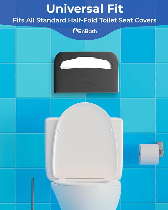 Commercial Toilet Seat Cover Dispenser Wall Mount (2-Pack), Black Half-Fold Toilet Seat Cover Holder for Bathroom/Restroom