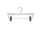 NAHANCO 21114RC 14” White Wooden Pant Skirt Hanger with Chrome Hook and Clips, (Pack of 100)