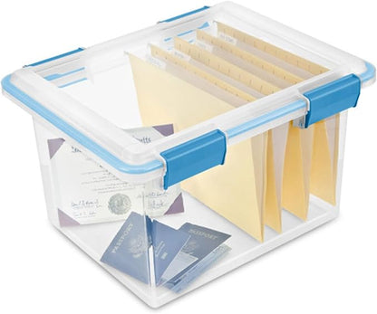 Sterilite 4-Pack Gasket Box, Weather-Resistant Storage Bins with Latching Lids, 32 Quart - Heavy-Duty Organizing Containers for Closet, Bathroom, and Office