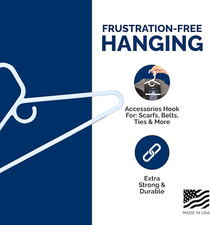 Super Heavy Duty Plastic Hangers, Made in USA, White Super Heavy Weight Hanger, 24 Pack
