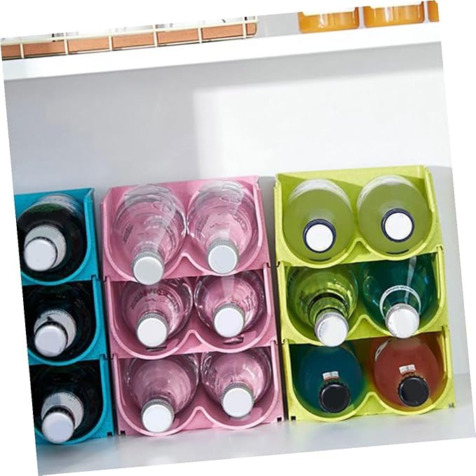 Amosfun Fridge Beverage Holder Organizer for Cans and Bottles Portable Storage Rack for Home and Bar Stackable Design Green for Efficient Space Use