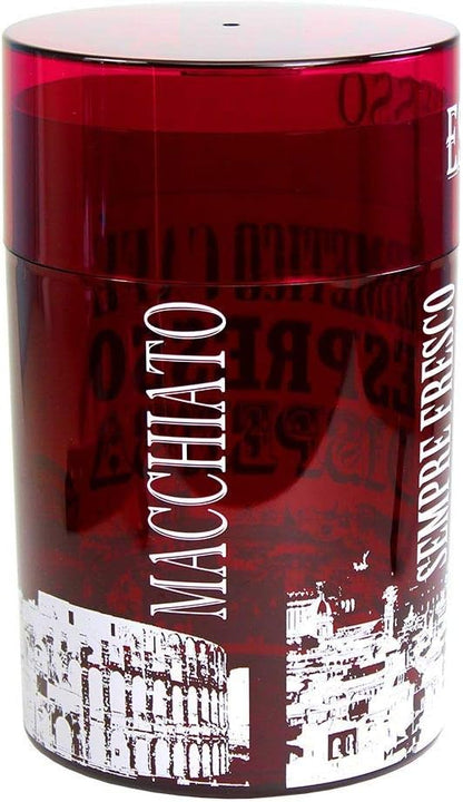 VITAVAC Coffeevac 1LB – Patented Airtight Container | Multi-use Vacuum Container Works as Smell Proof Containers for Ground Coffee and Coffee Bean Containers. Red Tint Roma
