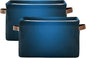 YETTASBIN Blue Solid Color Storage Basket 2pc, Large Collapsible Toys Clothes Organizer, Durable Canvas Storage Bin with Handle for Shelves Closet Laundry Home Office Decor