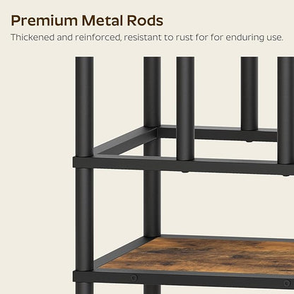 YATINEY Shoe and Boot Rack Organizer, Tall Boots Rack for Closet, Cowboy Shoes Storage, 3 Tier Shoe Racks Organizer Holds 10 Pairs, Black and Rustic Brown SS09BRY1