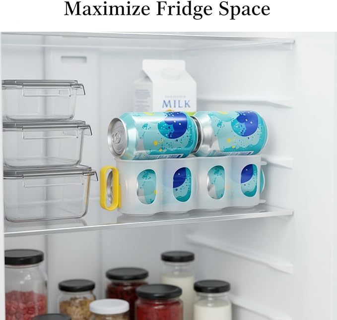 Stacking Can Dispenser for Refrigerator, Slim Vertical Soda Organizer Rack to Maximize Shelf Space, Durable PP Plastic Storage Holder for Pantry & Kitchen