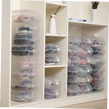 IMIKEYA Plastic Shoe Storage Box Thickened Transparent Organizer for Men Women Stackable Design Space-saving for Shoe Organization for Closet under Bed