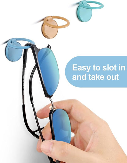 MOUGIGI 12 PCS Colorful Sunglasses Holder Wall Hanging Glasses Organizer - Space Saving Sunglasses Rack and Eye Glass Holder Stand