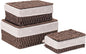 GIB Wicker Woven Storage Baskets with Lids Set of 3 Size, Decorative Paper Rope Small Nesting Baskets Removable Liner Container Bins for Shelves Pantry Table Keys Gifts Makeup Organizer, Brown