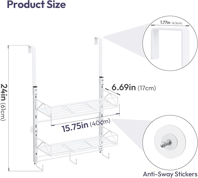 SWTYMIKI Over Door Hat Organizer - 3 Tier Wall Mounted Hat Rack with 2 Adjustable Metal Basket and 3 Hooks, Hanging Baseball Cap Organizer Storage Holds up to 29 Caps for Door, Bedroom, Closet